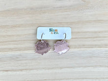 Load image into Gallery viewer, Mirrored Pink Peony Hoops