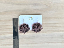 Load image into Gallery viewer, Mirrored Pink Peony Dangles