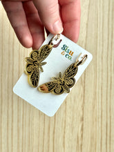Load image into Gallery viewer, Gold Mirror Moth Hoops