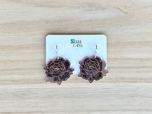 Load image into Gallery viewer, Mirrored Pink Peony Dangles
