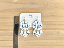 Load image into Gallery viewer, Ginny Dangles | White &amp; Blue
